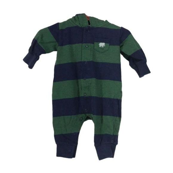 Carter’s Boys Blue & Green Striped footed outfit - Picture 1 of 7